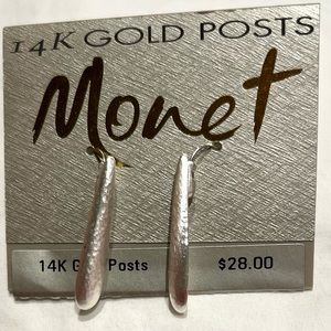 Vintage Monet NWT Silver Metal Wire Earrings